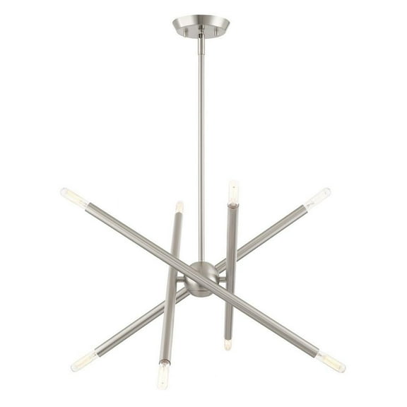 Industrial Farmhouse Eight Light Chandelier-Brushed Nickel Finish Bailey Street Home 218-Bel-4188737