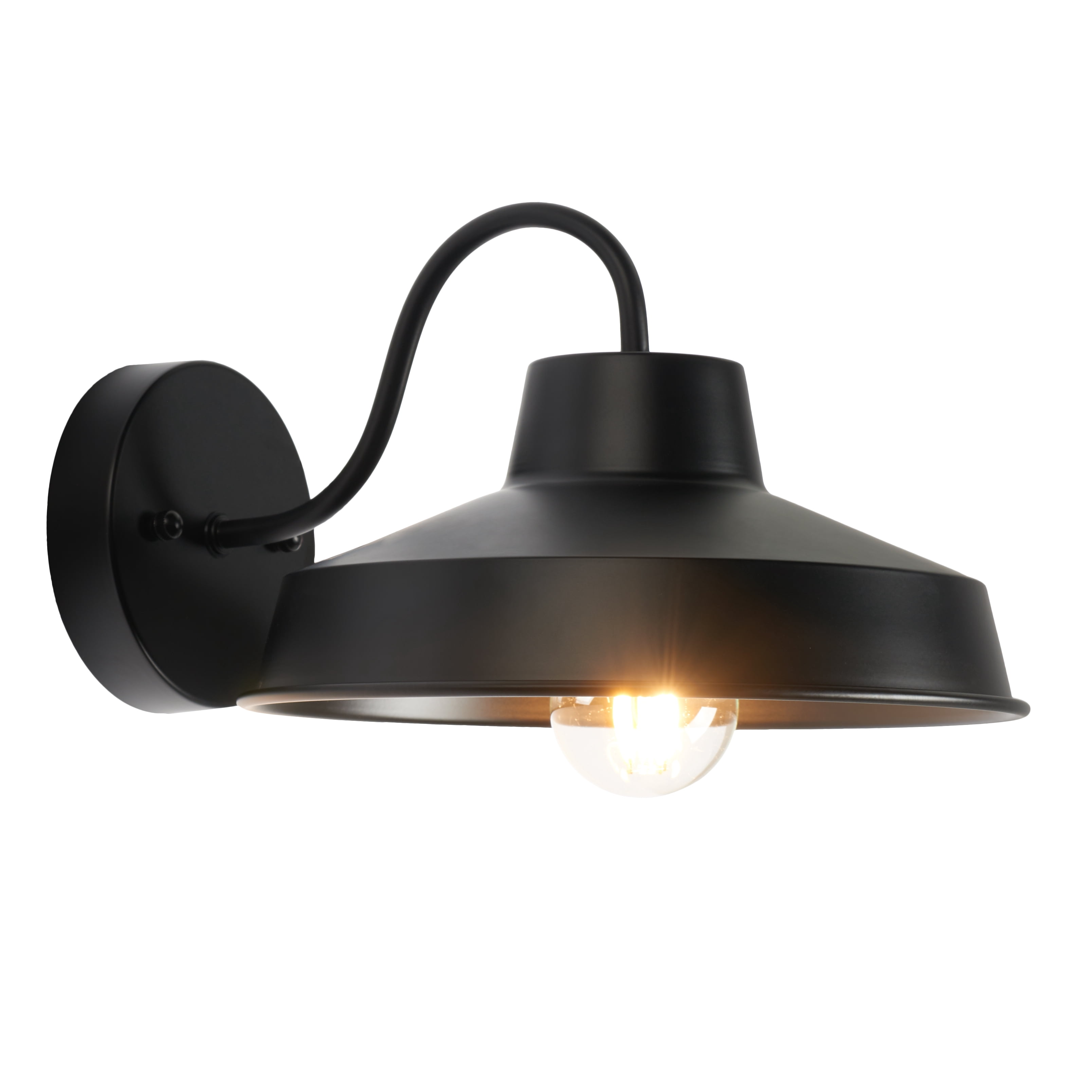 SAFAVIEH Quarry 2-Light A19 Black Steel Wall Sconce with Black Shade, Set of 2