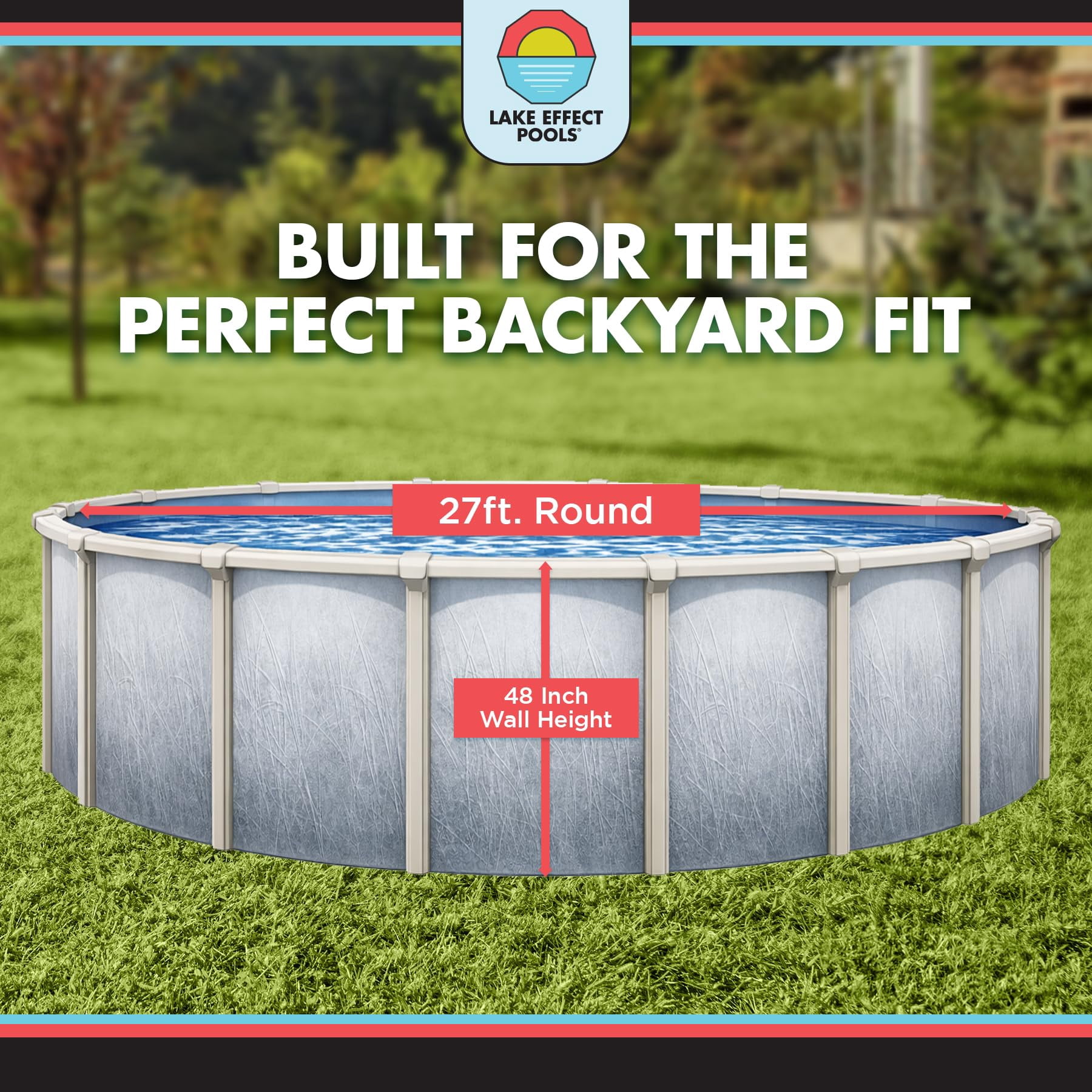Lake Effect Pools 27' x 48" Round Bermuda Galvanized Painted Steel Above Ground Swimming Pool