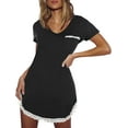 thumbnail image 3 of Nightgowns for Women Sexy Sleepshirts V Neck Short Sleeve Sleepwear Lace Trim Soft Short Night Shirts S-XXL, 3 of 7
