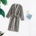 thumbnail image 3 of IYTR Mens Robe Flannel Bathrobe Thickened Coral Velvet Nightgown Long Home Clothes Gray L, 3 of 4