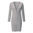 thumbnail image 4 of Sexy Long Sleeve Dress for Women Women Sexy Zipper V-Neck Lace Patchwork Hollow Out Long Sleeve Sheath Slim Mini Dress Plus Size White Dress Dress with Long Sleeves, 4 of 6