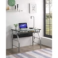 thumbnail image 1 of King's Brand Metal and Glass Top Home Office Computer Desk/Table, Silver Finish, 1 of 3