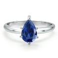 thumbnail image 3 of Gem Stone King 14K White Gold Blue Created Sapphire Solitaire Engagement Ring for Women | 2.55 Cttw | Pear Shape 9X6MM | Gemstone September Birthstone | Size 9, 3 of 6