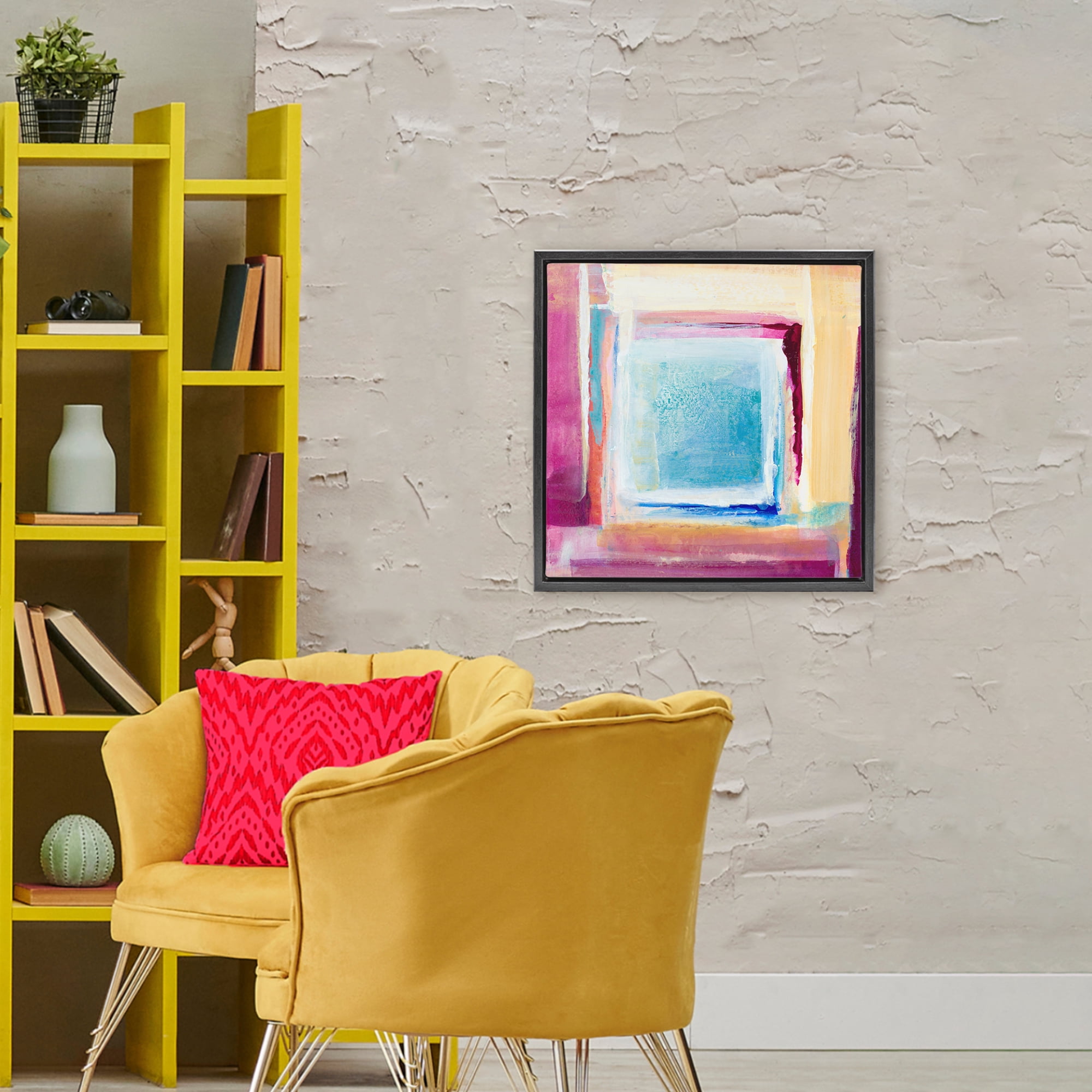 Stupell Industries Bright Colors New Day Black Framed Floater Canvas Wall Art, design by Lanie Loreth