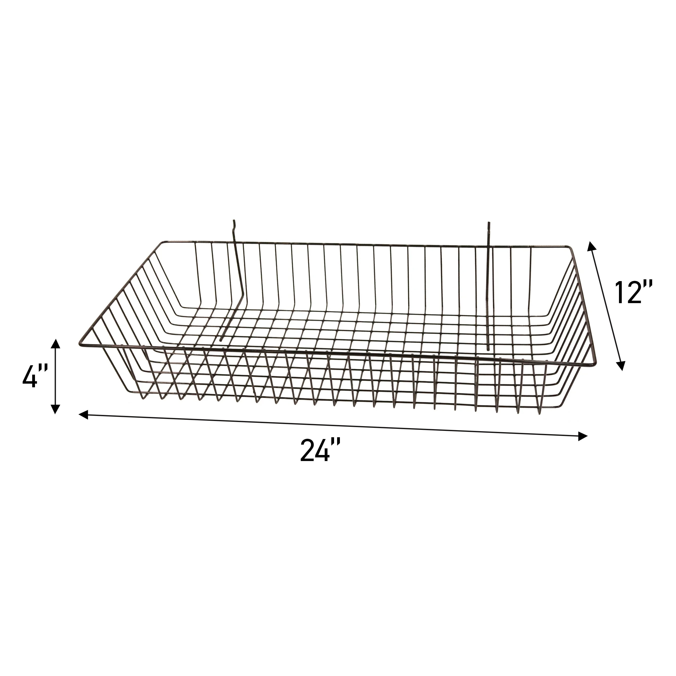 SSWBasics 24" x 12" x 4" Black Mini Grid Basket for Slatwall & Wire Grid