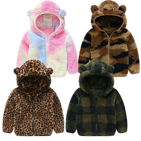 

GYRATEDREAM Toddler Kid Little Boy Girl Warm Fleece Long Sleeve Cute Bear Ear Hooded Jacket