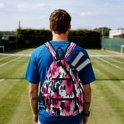 Pickleball Bag with Padded Back, Flower White Multi-Compartment Paddle Backpack, Lightweight Nylon Sports Bag for Men & Women