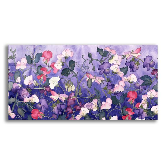 Epic Art 'Poppies & Sweet Peas- Run On Pattern' by Carissa Luminess, Acrylic Glass Wall Art, 24"x12"