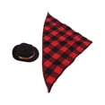 thumbnail image 2 of Pet Cowboy Costume Set, Cat Cowboy Hat Triangular Scarf Polyester Material  For Birthday Parties For Cosplay Parties Brown+Red Grid,Brown+Green Grid,Black+Red Grid,Black+ Black, 2 of 8
