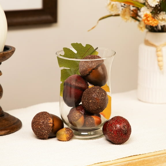 10-Piece Fall Harvest Artificial Acorns and Maple Leaves Decoration Set
