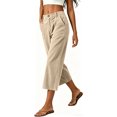 thumbnail image 5 of Women's Corduroy Culottes Wide Leg Cropped Pants Button Fly High Waisted Casual Capri Trousers with Pockets Flattering Vintage Style for Summer Everyday Wear, 5 of 5