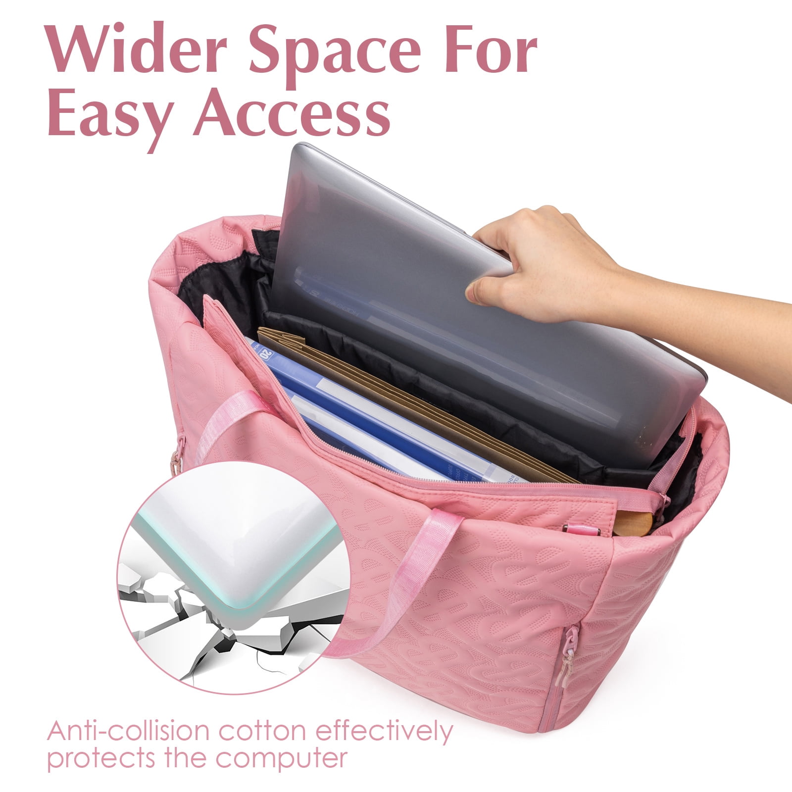 Kabaqoo Shoulder Purses for Women, Ladies Handbags with Computer Compartment Pink