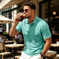 thumbnail image 5 of JULMCOMO Polo Shirts for Men Collared 3 Buttons Short Sleeve Lightweight Regular Fit Casual Golf Shirt Comfy Classic Tees Cyan 2XL, 5 of 9