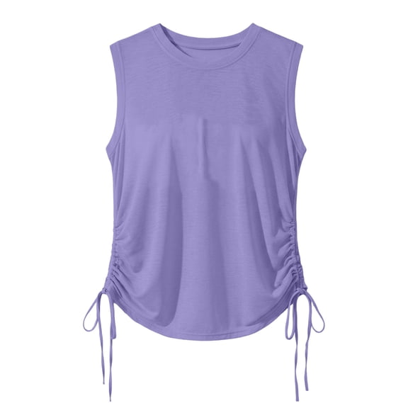 JIAYUE Women's Athletic T-Shirt Breathable Performance Sleeveless Round Neck Pure Color For Workouts Gym Running And Daily Wear Wicking Comfortable Tops For Female