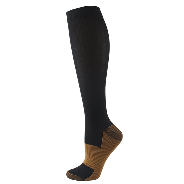 Qudderr Men Women 2 Pairs Compression Socks Knee High Support for Sports Solid Color Long Socks Knee High Compression Socks S-XXL