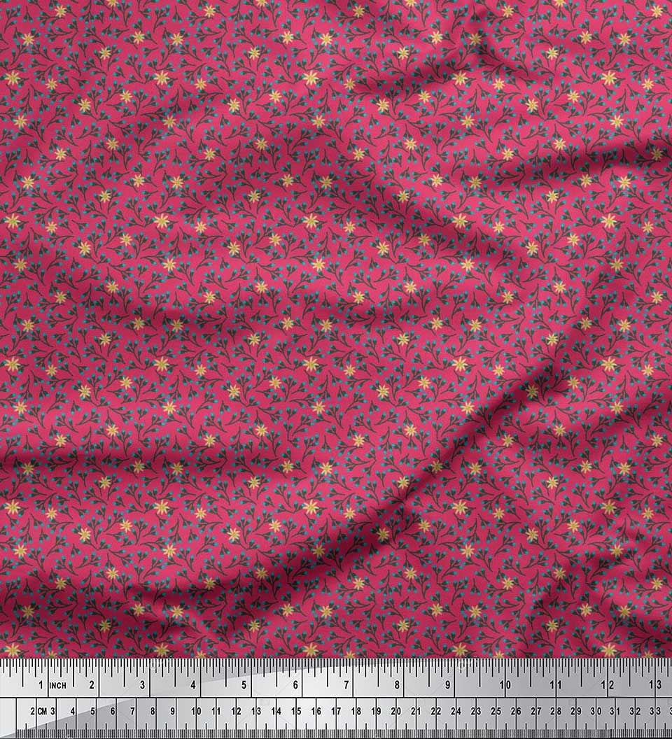 Soimoi Crepe Silk Fabric Flower Artistic Decor Fabric Printed Yard 42 Inch Wide