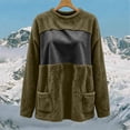 thumbnail image 6 of Ozmmyan Womens Fleece Sweatshirts solid color Loose Crew neck mid length Sweat Shirts autumn and winter casual large pocket style, 6 of 6