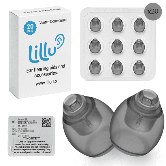 Phonak Vented Dome Small 4.0 Hearing Aid Domes, 20 Pack - Genuine Sonova Replacement for Phonak Audeo