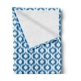 thumbnail image 2 of Ikat Soft Flannel Fleece Throw Blanket, Abstract Design with Ogee Motifs in Blue Tones Vintage Summer Seasonal Pattern, Cozy Plush for Indoor and Outdoor Use, 70" x 90", Blue White, by Ambesonne, 2 of 5