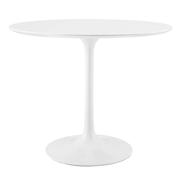 36 Inch Dining Table, White, Wood, Metal Steel, Round, Mid Century Kitchen Cafe Bistro Hospitality Restaurant, Modern Contemporary HB32517