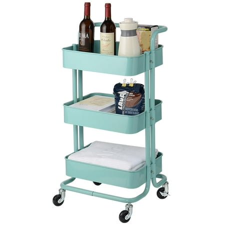 Sortwise 3 Tier Metal Rolling Utility Cart Multi Function Storage