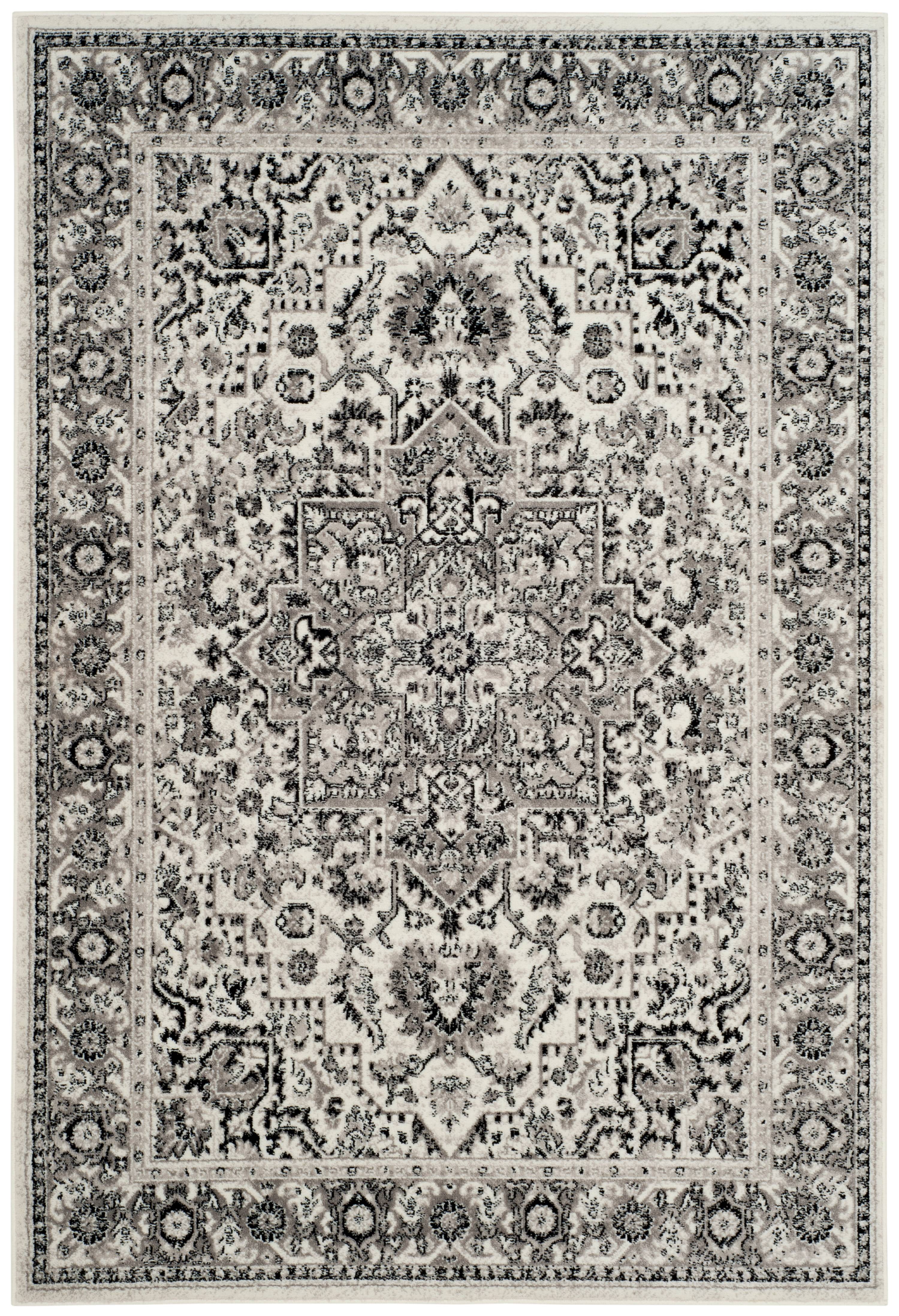 SAFAVIEH Skyler Collection 6' x 9' Grey/Ivory SKY126K Boho Chic Distressed Medallion Non-Shedding Living Room Bedroom Dining Home Office Area Rug
