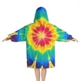 thumbnail image 2 of Colorful Rainbow Tie Dye Spiral Pattern Blanket Hoodies for Kids 6-13YR Oversize Wearable Blanket Hoodies for Boys Girls Teens, 2 of 7