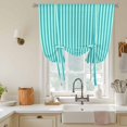 thumbnail image 2 of Tie Up Curtains for Windows Turquoise Stripes Valance Adjustable Balloon Curtain Classic Vertical Striped Tie Up Shades for Kitchen Living Room Bedroom Privacy Curtain Drape 34x45 Inch, 2 of 9