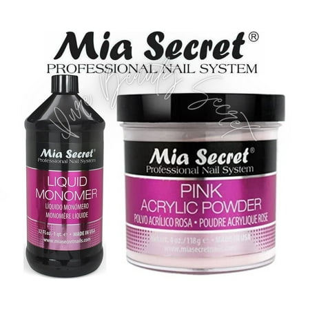 Mia Secret Liquid Monomer 32 oz and Pink Powder 4 oz