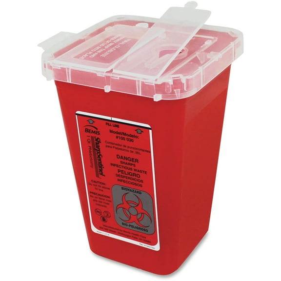 Impact Products Sharps Container, 6.75"x5"x4.5", 1QT, 100/CT, Red - IMP7350CT