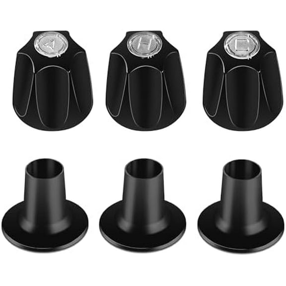3-Piece Matte Black Shower Knob Replacement Kit - Compatible with Price Pfister Verve Tub Shower Handle, Includes Hot/Cold/Diverter Tub Faucet Handle (Fits 12-Tooth 9.5mm Valve Stem