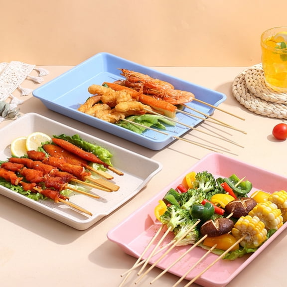 Queroig Serving Tray BPA Free Multi-Function Crack Resistant Easy to Clean Space-saving Food Display Reusable Reusable Plastic Serving Platters Kitchen Supply