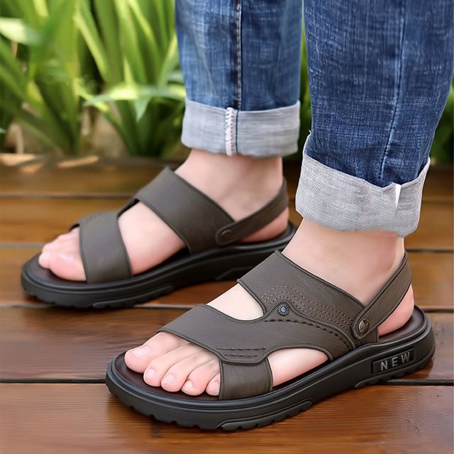 Hoshose New Summer Men Sandals Non Slip Summer Fashion Breathable Outdoor Beach Dressy Sandals Soft Soled Comfortable