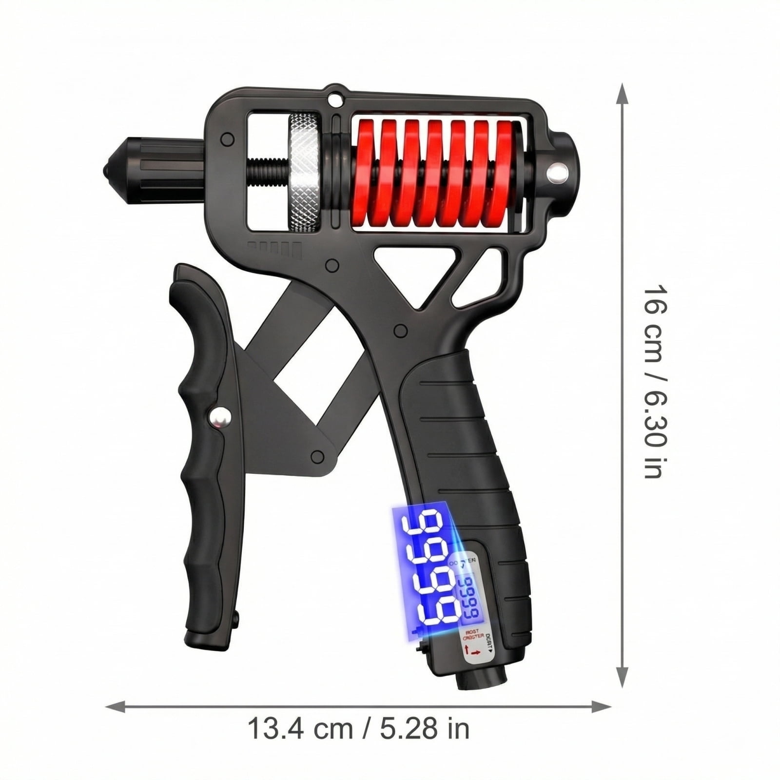 Electronic Counting Hand Grip Strengthener – 11-364lb Wide Resistance Range, Ergonomic Non-Slip Gripper for Forearm, Wrist & Finger Training, Perfect for Home & Office Workout Black+Red