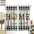 thumbnail image 3 of Farmhouse Sunflower Curtains, Rustic Vintage Country Summer Yellow Floral Blossom Wooden Board Black White Buffalo Plaid Check Window Curtains for Kitchen Living Room Bedroom 84x84in, 3 of 5