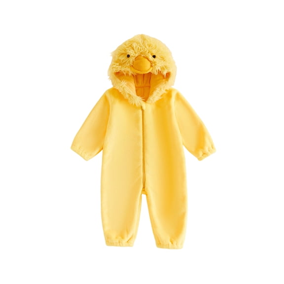 RUINIXCW Toddler Baby Girl Boy Halloween Duck Costume Cosplay Outfit Infant Fall Winter Clothes Snowsuit Fleece Jumpsuit Long Sleeve Hooded Romper