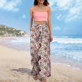 thumbnail image 5 of Minjewel Palazzo Pants for Women Print Wide Leg - High Waist Casual Trousers with Pockets Elastic, Wide Leg Pants for Women Boho Summer Trousers, Pants for Women for Beach Daily,Watermelon Red S, 5 of 7