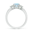 thumbnail image 2 of ANGARA Natural 1 ct Aquamarine Split Shank Ring with Trio Diamonds in 925 Sterling Silver for Women (Size-8x6mm) | March Birthstone, Anniversary, Jewelry Gift for Women | Natural Aquamarine Ring, 2 of 9