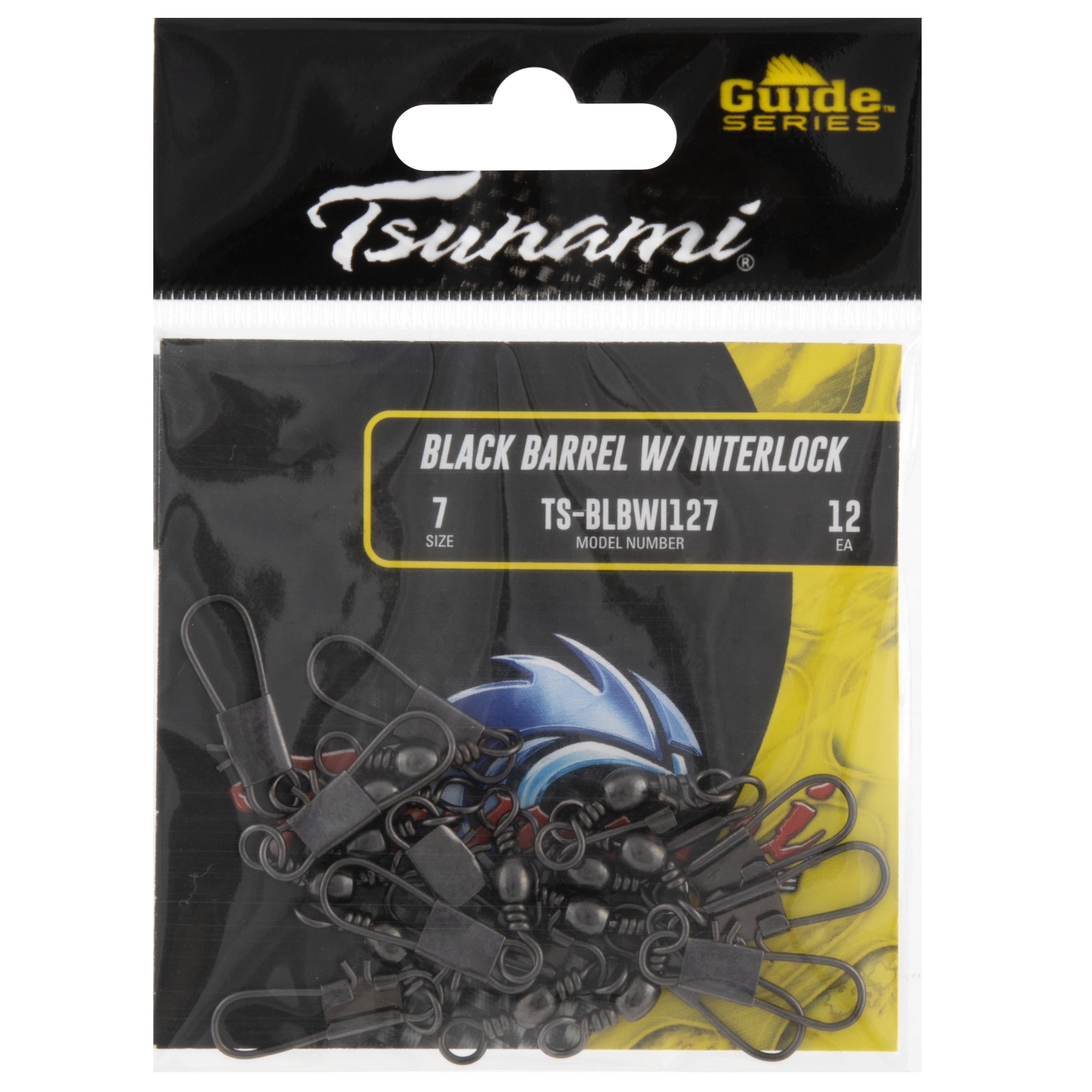 (6 pack) Tsunami Barrel Swivel with Interlock Snap Size 7 – Black, 12 Count