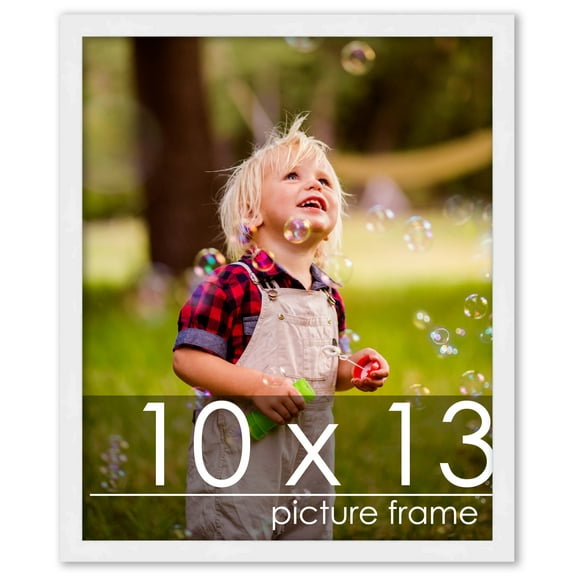 10x13 Frame White Wood Picture Frame - UV Acrylic, Foam Board Backing, & Hanging Hardware Included!