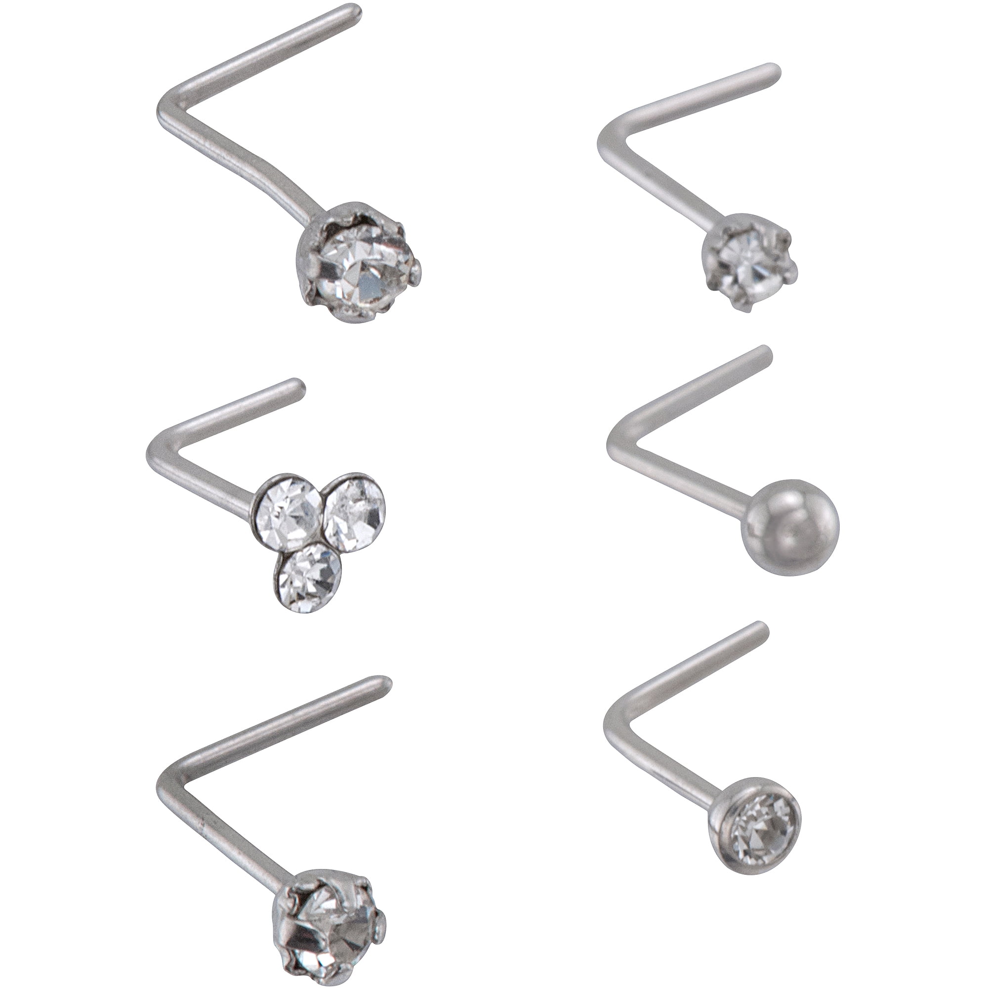 L Shaped Nose Stud Value Pack Clear Walmart and Nose Piercing Accessories