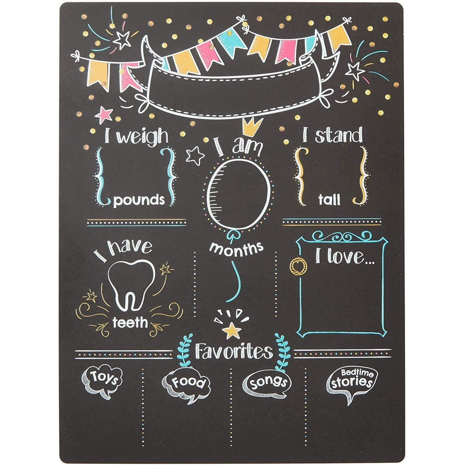 Milestone Chalkboard Baby Monthly Photography Prop Board, 11.6 x 15.6 inches inches Dry Chalk Baby Photo Props for New Mom Baby Shower Gift, Infant, Baby, and Toddler stages, Black