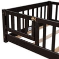 thumbnail image 6 of Miniyam Twin Size Toddler Floor Bed with Safety Guardrails, Espresso, 6 of 8