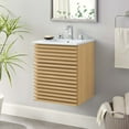 thumbnail image 2 of Wall Mount Sink Vanity Cabinet, White Oak, Wood, Mid Century Hotel Bedroom Bathroom, Modern Contemporary HB33700, 2 of 9