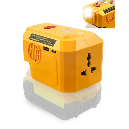 

200W Power Inverter for DW 20V Battery TPDL DC 18V to AC 110~120V Portable Inverter for De W0lt 20V Batterywith AC Outlet & Dual USB & 200lm LED Light Modified Sine Wave Powered Inverter Generator