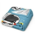 thumbnail image 2 of DouZhe Ultra-Soft Micro Fleece Lightweight Flannel Bed Blanket, Spaceman Rocket Moon Spaceship Print Cozy Warm Throw Blankets, 60"x50", 2 of 7