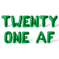 Letter Balloons - TWENTY ONE AF 16" Inch Alphabet Letters Foil Mylar Balloon 21st Birthday Party Banner (Green)