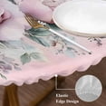 thumbnail image 4 of Ombre Pink Rose Butterfly Round Fitted Table Cover Vintage Flowers Waterproof Table Cloth with Elastic Edge Wipeable Tablecloth for Picnic Camping Party Fits 36"-44" Diameter, 4 of 8