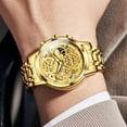 thumbnail image 4 of OLEVS Watches for Men Business Dress Luxury Analog Quartz Chronograph Two Tone Gold Plated Stainless Steel Waterproof Luminous Date Casual Mens Wrist Watches Reloj Para Hombre, 4 of 13